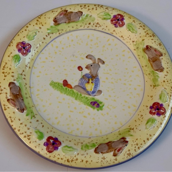 Baum Bros Style Eyes Vintage Dessert Plate, Embossed Rabbits, Rare Easter Decor - Picture 2 of 12